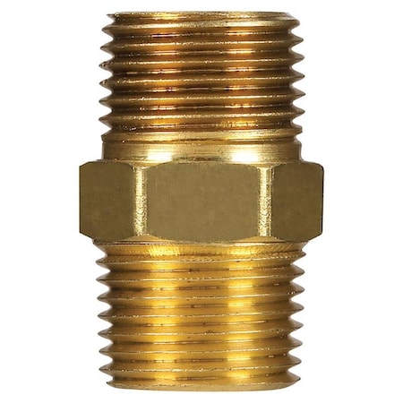Homeplus+ ATC 3/8 in. MPT X 3/8 in. D MPT Yellow Brass Hex Nipple 6JC101010721016